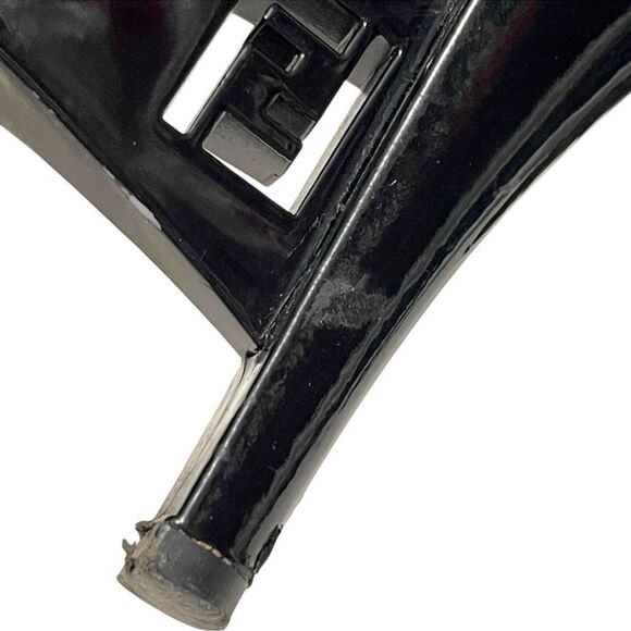 FENDI Patent Leather Slingback Logo Heel Peeptoe Sandals 37 - Picture 11 of 16